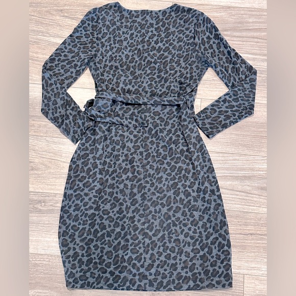 Ann Taylor Cheetah Print Wrap Tie Dress in Gravel Melange Gray Size Small - Picture 6 of 11